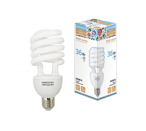 Лампа люминесцентная TDM Electric Народная E27 36W 6500K матовая SQ0347-0033 Лампа люминесцентная TDM Electric Народная E27 36W 6500K матовая SQ0347-0033
