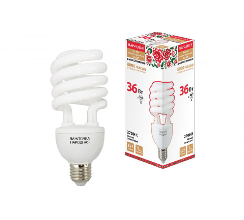 Лампа люминесцентная TDM Electric Народная E27 36W 2700K матовая SQ0347-0031 Лампа люминесцентная TDM Electric Народная E27 36W 2700K матовая SQ0347-0031