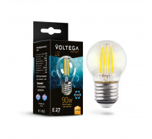 Лампа светодиодная филаментная Voltega E27 6W 2700K шар прозрачный 7223