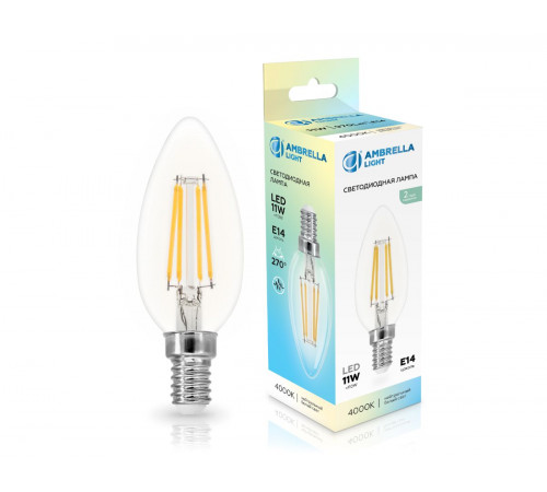 Филаментная светодиодная лампа Ambrella Light Bulbing E14 11W 4000K свеча 351114