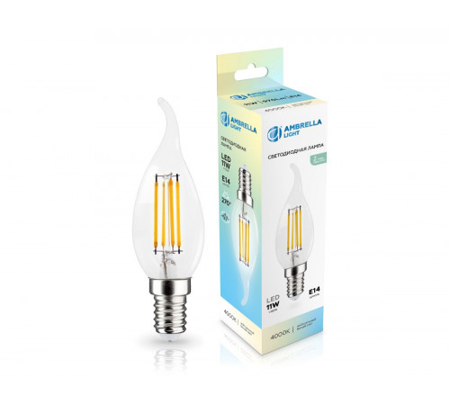 Филаментная светодиодная лампа Ambrella Light Bulbing E14 11W 4000K свеча на ветру 351124