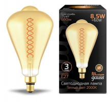 Лампа светодиодная филаментная Gauss E27 8,5W 2000K янтарная 157802105
