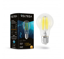Лампа светодиодная филаментная Voltega E27 9W 3000K груша прозрачная 7228