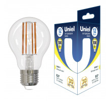 Лампа светодиодная филаментная Uniel E27 12W 3000K груша прозрачная LED-A60-12W/3000K/E27/CL GLA03TR UL-00006845