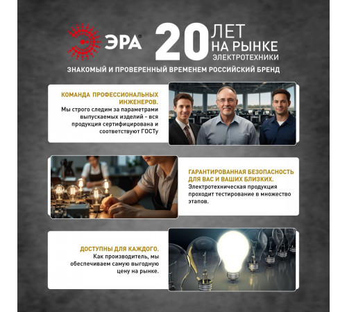 Лампа светодиодная филаментная Эра F-LED ST64-7W-824-E27 smoky 7Вт дымчатая Б0071205