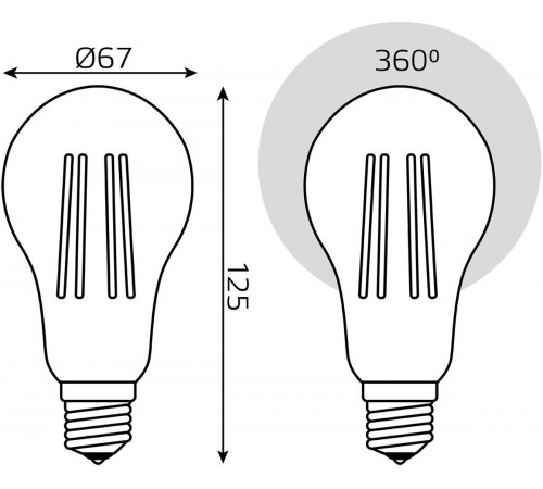 Светодиодная филаментная лампа Gauss Basic Filament Е27 27W 4100К 40712272
