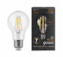 Лампа светодиодная филаментная Gauss E27 12W 2700К прозрачная 102802112