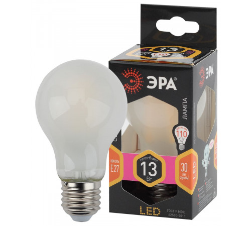 Лампа светодиодная филаментная Эра F-LED A60-13W-827-E27 frost Б0044090
