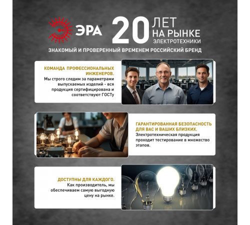 Лампа светодиодная филаментная Эра F-LED ST64-7W-824-E27 smoky 7Вт дымчатая Б0071205