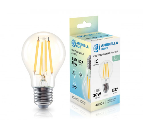 Филаментная светодиодная лампа Ambrella Light Bulbing E27 20W 4000K 602014