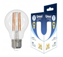 Лампа светодиодная филаментная Uniel UL-00006846 E27 12W 4000K груша прозрачная LED-A60-12W/4000K/E27/CL GLA03TR