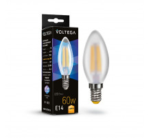 Лампа светодиодная филаментная Voltega E14 6W 3000K свеча матовая 7207