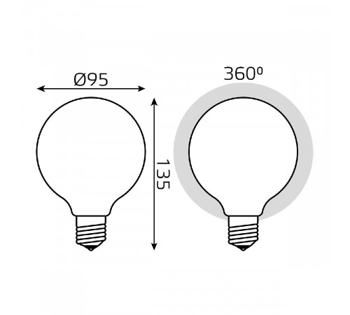 Лампа светодиодная филаментная диммируемая Gauss E27 10W 3000К матовая 189202110-D