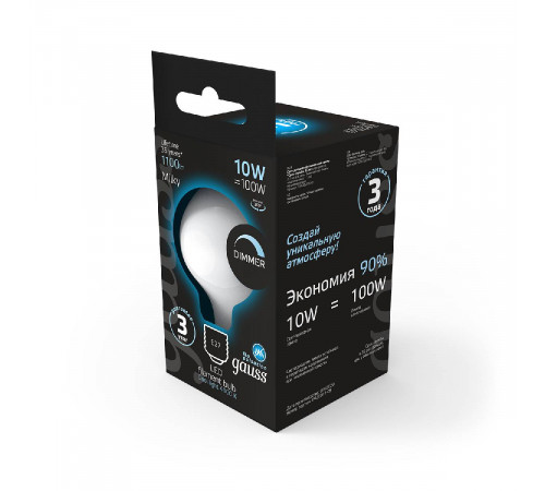 Лампа светодиодная филаментная диммируемая Gauss E27 10W 4100К матовая 189202210-D