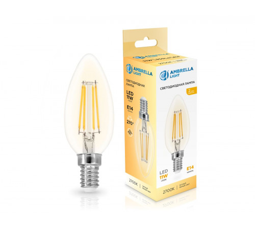 Филаментная светодиодная лампа Ambrella Light Bulbing E14 11W 2700K свеча 351113