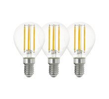 Комплект из 3-х светодиодных филаментных ламп Eglo E14 4W 2700K груша прозрачная 12812