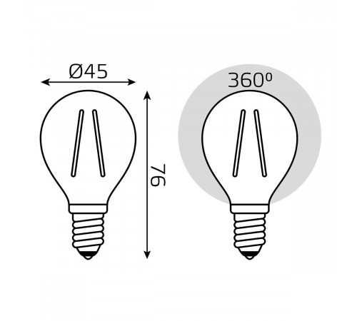 Светодиодная филаментная лампа Gauss Basic Filament E14 4W 3000K шар 50512142