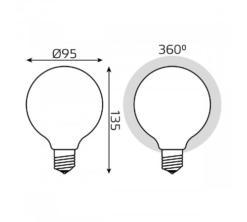 Лампа светодиодная филаментная диммируемая Gauss E27 10W 4100К матовая 189202210-D