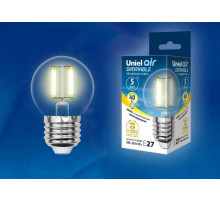 Лампа светодиодная филаментная (UL-00002868) Uniel E27 5W 3000K LED-G45-5W/WW/E27/CL/DIM GLA01TR