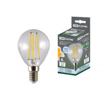 Лампа светодиодная филаментная TDM Electric Е14 6W 4000K прозрачная SQ0340-0278