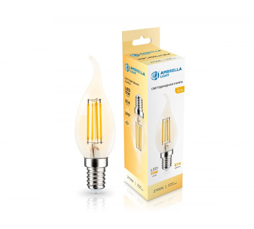 Филаментная светодиодная лампа Ambrella Light Bulbing E14 11W 2700K свеча на ветру 351123
