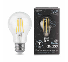 Лампа светодиодная филаментная Gauss E27 15W 4100К прозрачная 102802215