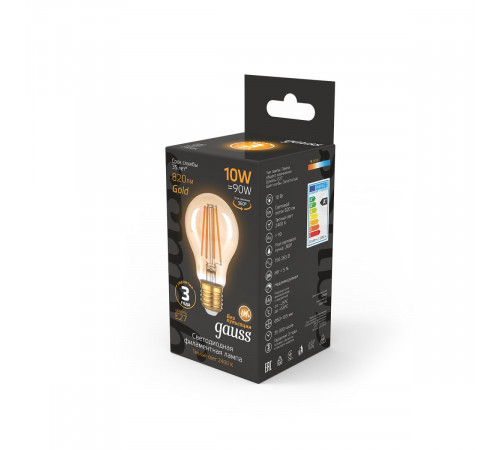 Филаментная светодиодная лампа Gauss Filament Е27 10W 2400К 102802010 Филаментная светодиодная лампа Gauss Filament Е27 10W 2400К 102802010