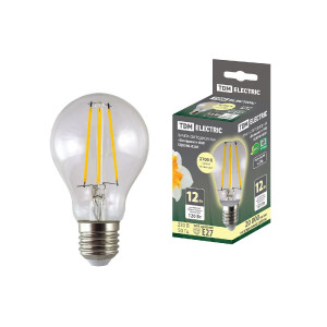 Лампа светодиодная филаментная TDM Electric E27 12W 2700K прозрачная SQ0340-0281