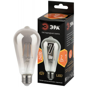 Лампа светодиодная филаментная Эра F-LED ST64-7W-824-E27 smoky 7Вт дымчатая Б0071205