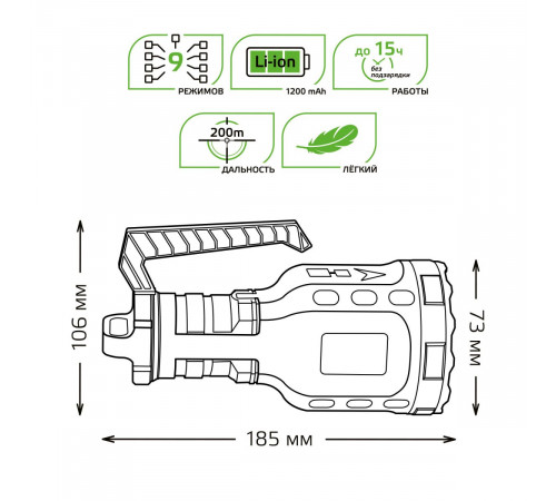 Фонарь ручной Gauss GF209 Фонарь ручной Gauss GF209