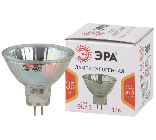Лампа галогенная Эра GU5.3 35W 3000K GU5.3-MR16-35W-12V-CL Б0051797 Лампа галогенная Эра GU5.3 35W 3000K GU5.3-MR16-35W-12V-CL Б0051797