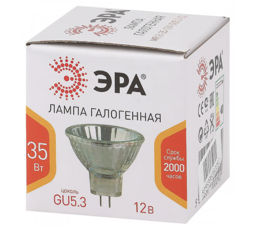 Лампа галогенная Эра GU5.3 35W 3000K GU5.3-MR16-35W-12V-CL Б0051797 Лампа галогенная Эра GU5.3 35W 3000K GU5.3-MR16-35W-12V-CL Б0051797