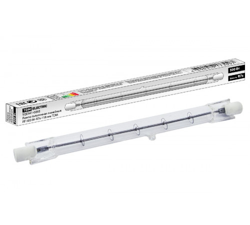 Лампа галогенная TDM Electric R7s 500W 2900K прозрачная SQ0341-0003