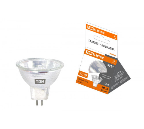 Лампа галогенная TDM Electric GU5.3 50W 3000K прозрачная SQ0341-0007