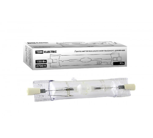 Лампа металлогалогенная TDM Electric Rх7s 150W 2700K прозрачная SQ0325-0013