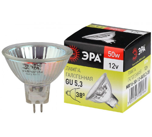 Лампа галогенная Эра GU5.3 50W 3000K GU5.3-MR16-50W-12V-CL Б0051798 Лампа галогенная Эра GU5.3 50W 3000K GU5.3-MR16-50W-12V-CL Б0051798