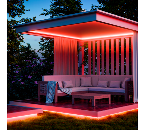 Светодиодный неон Apeyron 24В, 10Вт/м, красный, smd 2835 120д/м, PCB 8мм, 6х12мм, 5м, IP65 17-304