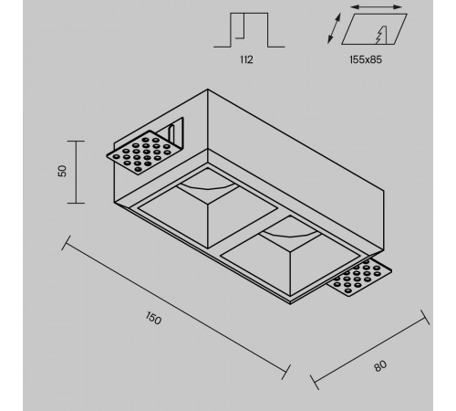 Встраиваемый светильник Maytoni Technical Gyps Modern DL131-GU10-02-W