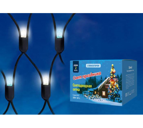 Уличная светодиодная гирлянда (UL-00005485) Uniel сетка 220V бело-синий ULD-N2015-288/SBK White-Blue IP67