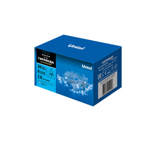Светодиодная гирлянда Uniel (07920) звездочки 220V белый ULD-S0280-020/DTA White IP20 STARS