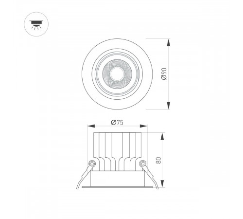 Встраиваемый светильник Arlight MS-VORTEX-BUILT-R90-12W Day4000 (BK-BK, 20 deg, 230V) 058425