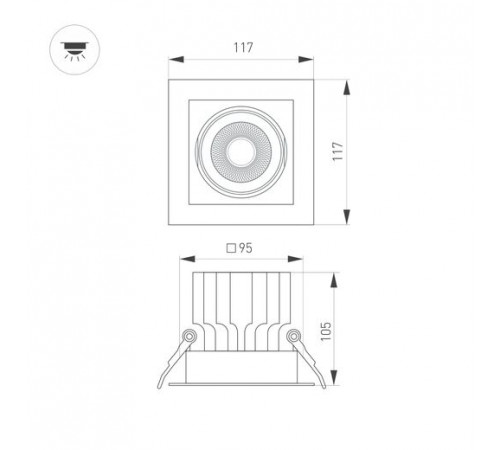 Встраиваемый карданный светильник Arlight MS-VORTEX-BUILT-S117x117-20W Day4000 (WH-WH, 40 deg, 230V) (IP20 Металл) 057919 Встраиваемый карданный светильник Arlight MS-VORTEX-BUILT-S117x117-20W Day4000 (WH-WH, 40 deg, 230V) (IP20 Металл) 057919