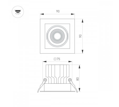 Встраиваемый светильник Arlight MS-VORTEX-BUILT-S90x90-12W Day4000 (BK-BK, 40 deg, 230V) 057962