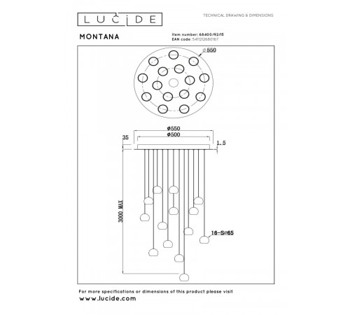 Каскадная люстра Lucide Montana 68400/92/15