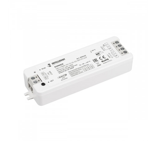Одноканальный диммер для светодиодной ленты Arlight DALI-PWM-101-72-1G-D2-DRI-PS-SUF White (12-48V, 1x8A) (IARL, IP20 Пластик) 050432
