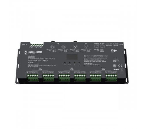 Декодер Arlight SMART-PWM-124-83-SH-RDM-SUF Black (12-24V, 24x4A, XLR3, DMX512) 046483 Декодер Arlight SMART-PWM-124-83-SH-RDM-SUF Black (12-24V, 24x4A, XLR3, DMX512) 046483