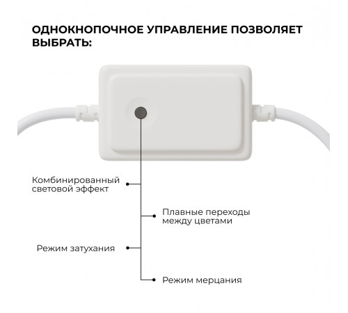 Контроллер RGB 220В 500Вт однокнопочный для светодиодного неона Apeyron 17-49 smd 5050 04-190