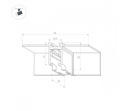 Коннектор угловой для встраиваемого магнитного шинопровода Arlight MAG-MICROCOSM-CON-FDW-L90-INT (WH) (IP20 Металл) 062721