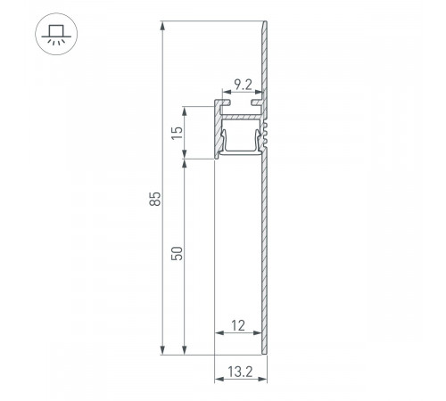 Профиль-плинтус для светодиодных лент и линеек Arlight ARH-PLINTUS-50-FANTOM-3000 RAL7044 (Алюминий) 041776