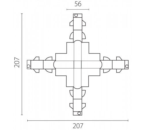 Соединение крестовое встраиваемое с подводом питания к треку 5030xx-DALI Lightstar Quattro/DALI/ 503147-R-DALI